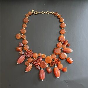 J. Crew Gold-Tone Burnt Orange Floral Bib Necklace